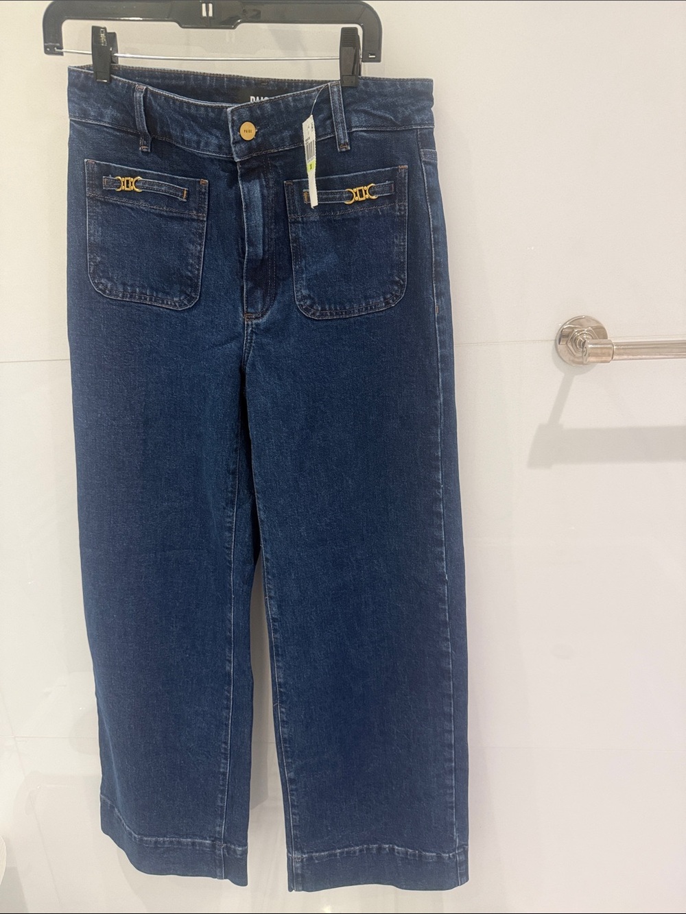 Paige Sasha Enfield Wide Leg Women's Jeans - Dark Dark Blue - Picture 6 of 9